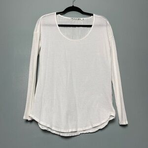 Michael Stars White Long Sleeve Mesh Top